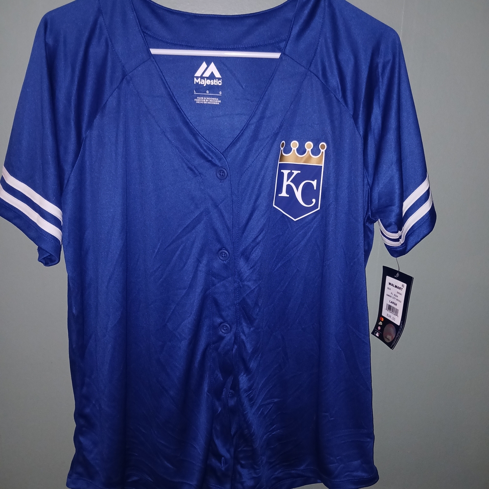 Majestic Royal Blue Women's Jersey with White and Gold Accents